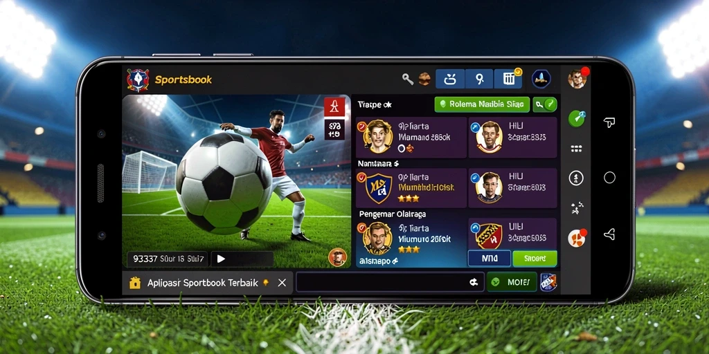 Screenshot menunjukkan antarmuka taruhan dalam aplikasi Sportsbook.