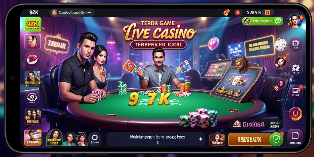 Screenshot gameplay 9ZK yang menunjukkan suasana Live Casino yang nyata.