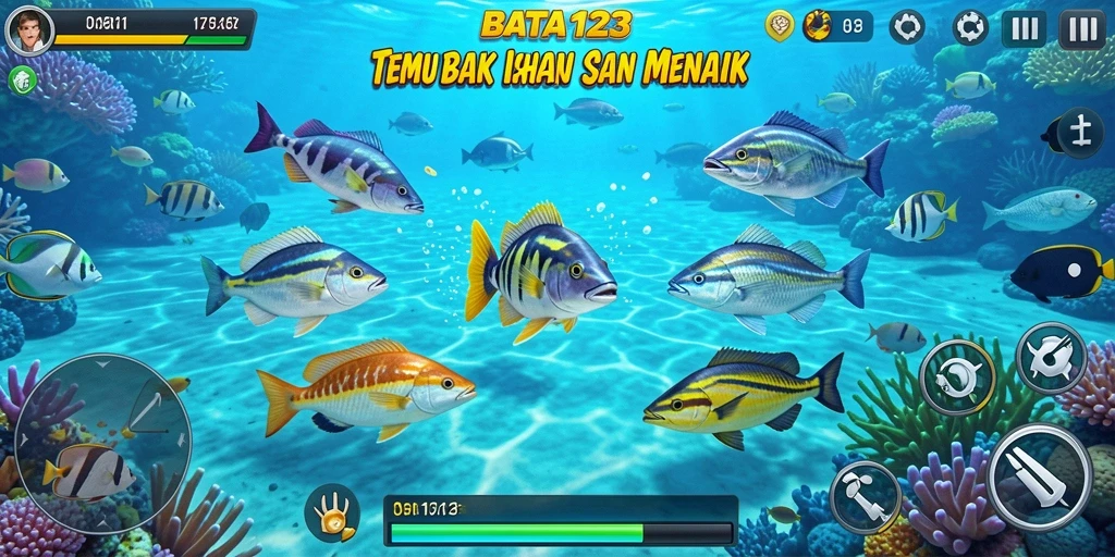 Tampilan gameplay menarik dari BATA123 saat menangkap ikan.