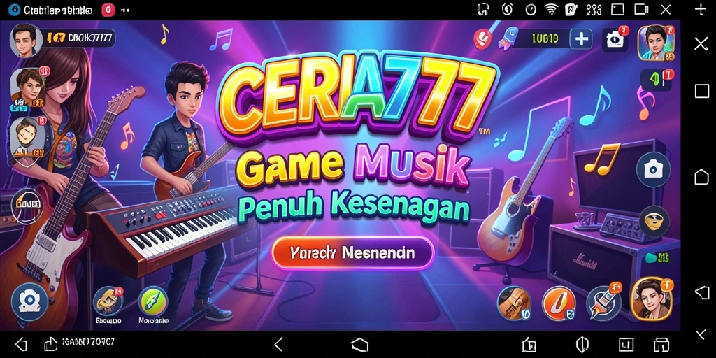 Tampilan gameplay interaktif dalam CERIA777 dengan berbagai lagu musik.
