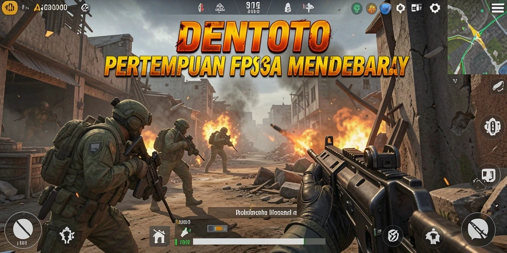 Tangkapan layar DENTOTO menampilkan aksi tembak-menembak yang sangat intens.