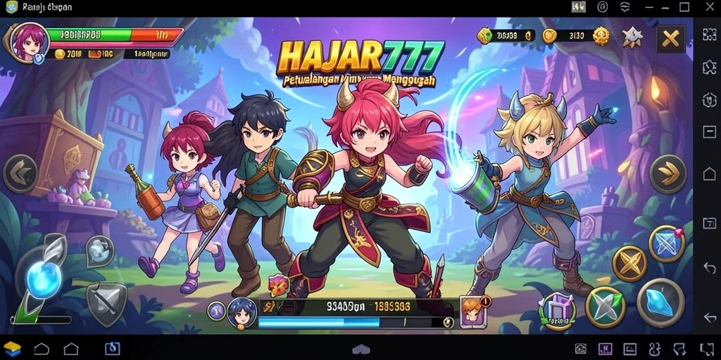 Tampilan gameplay HAJAR777 yang penuh aksi dan karakter Anime.