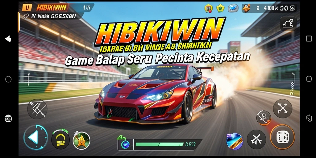 Tampilan gameplay HIBIKIWIN yang penuh aksi dan kecepatan tinggi.