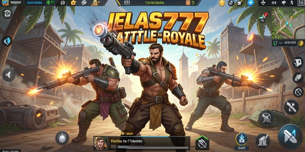 Tangkapan layar yang menunjukkan aksi seru di permainan Battle Royale JELAS777.
