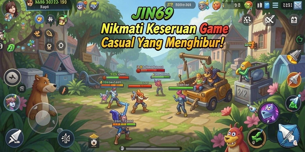Tampilan gameplay seru dan berwarna dalam JIN69.