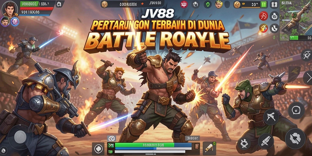 Tangkapan layar menunjukkan intensitas gameplay Battle Royale di JV88.