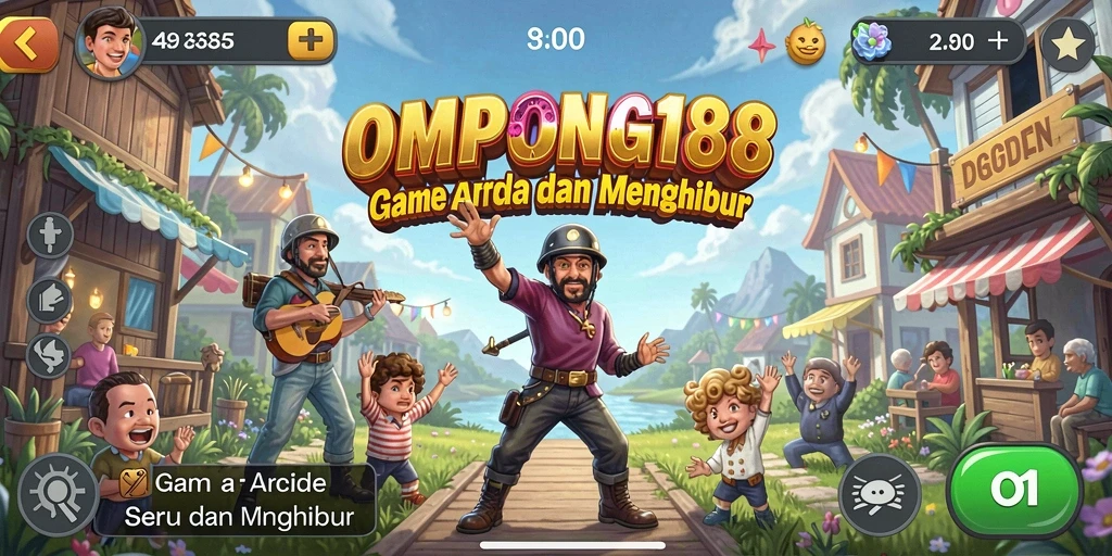 Tampilan gameplay OMPONG188 yang dinamis dan penuh warna.