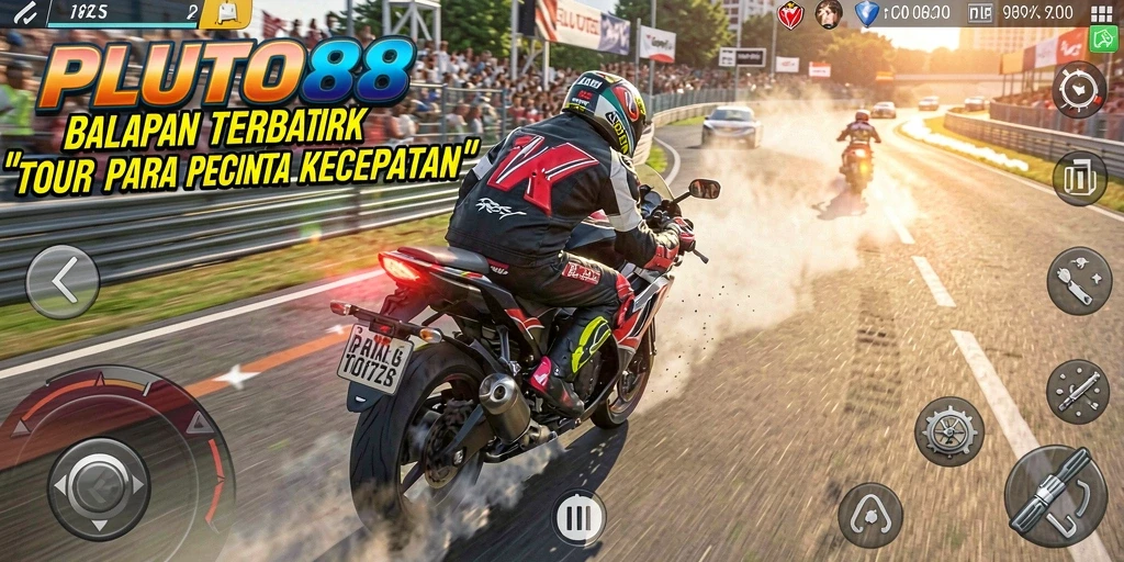Gameplay balapan motor yang mendebarkan dan penuh adrenalin.