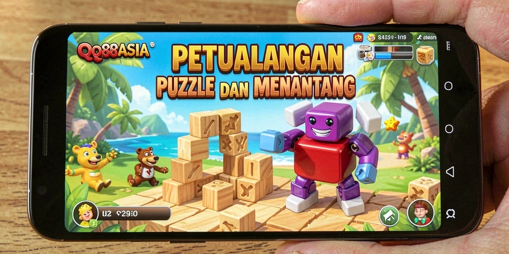 Screenshot utama QQ88ASIA menampilkan gameplay teka-teki yang menantang.