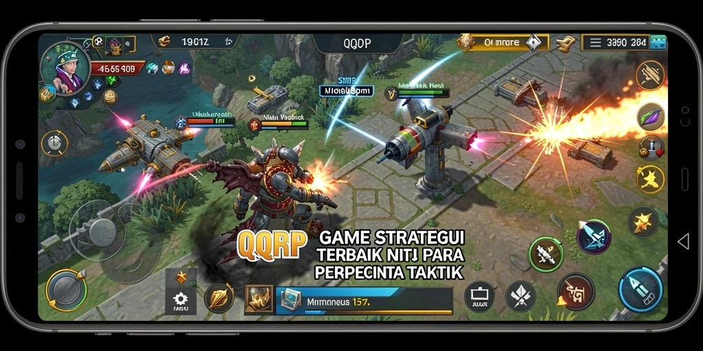 Tampilan gameplay QQRP yang menampilkan pertempuran strategi.