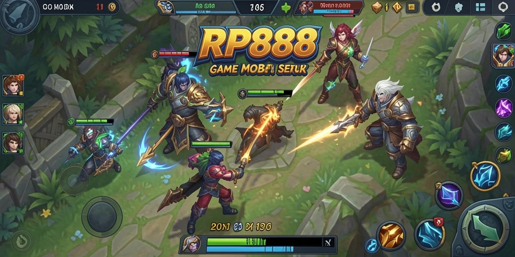 Gameplay MOBA seru dengan kompetisi sengit.