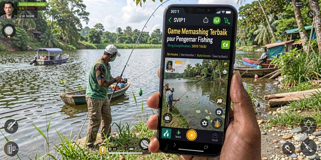 Screenshot utama SVIP1, menunjukkan keseruan gameplay memancing.