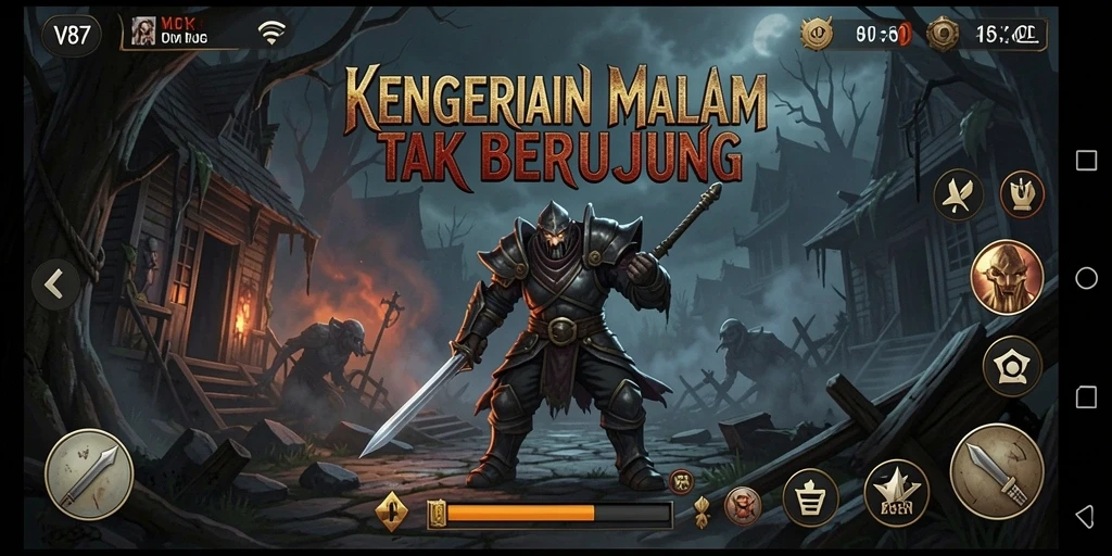 Screenshot gameplay V87 yang menampilkan suasana Horror yang menyeramkan.