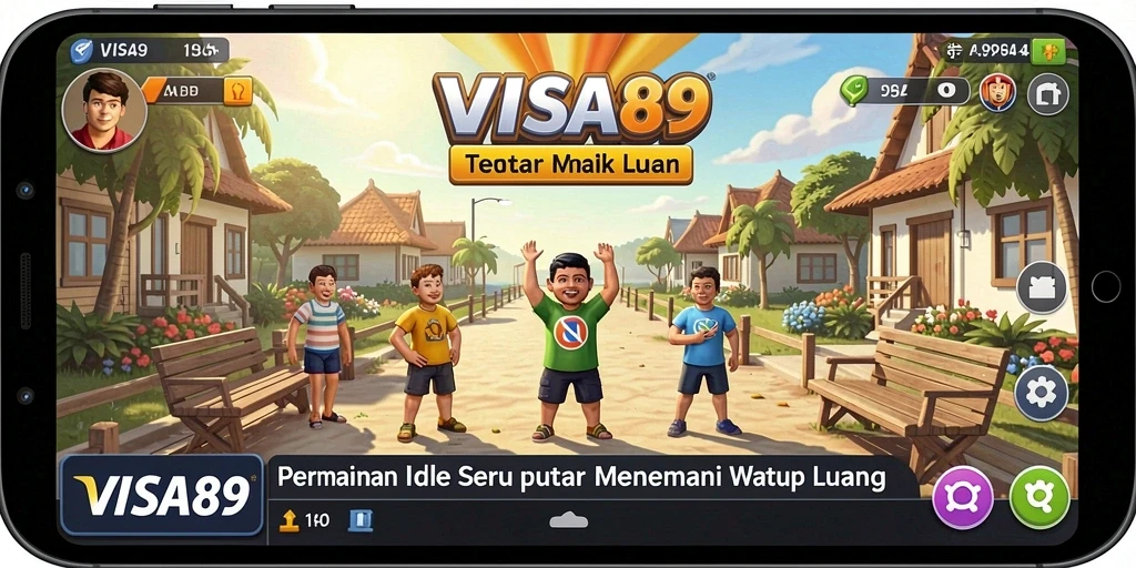 Screenshot gameplay <strong>VISA89</strong> menampilkan aktivitas mengelola sumber daya secara otomatis.