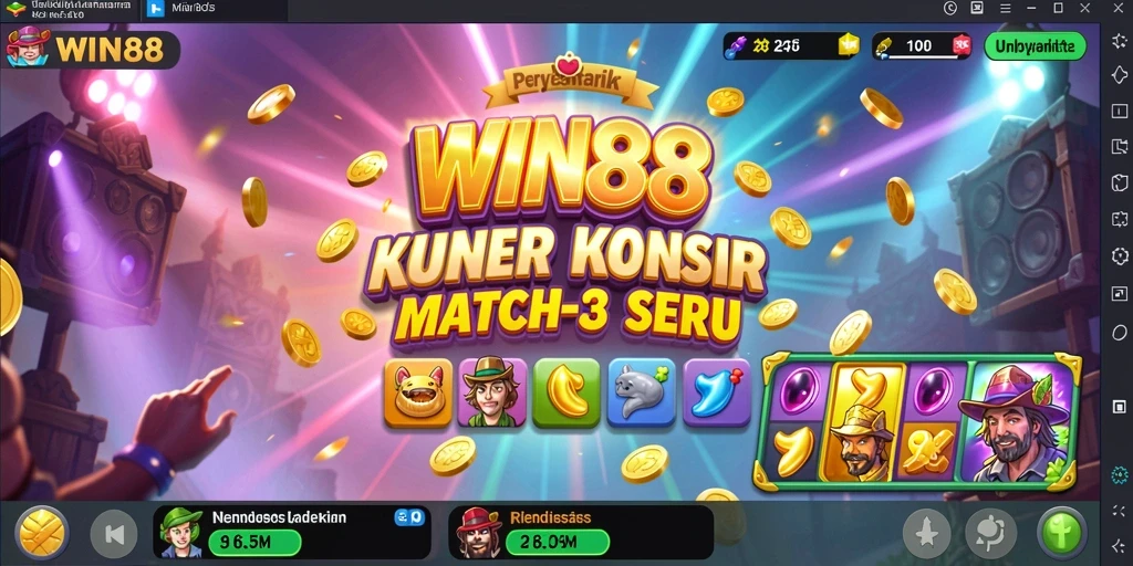 Tangkapan layar menunjukkan gameplay Match-3 yang seru dan penuh warna.
